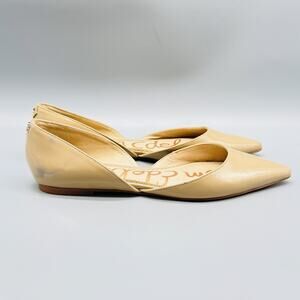 Sam Edelman Shoes Womens 6 Beige Patent Leather D'Orsay Pointed Toe Flats Cutout
